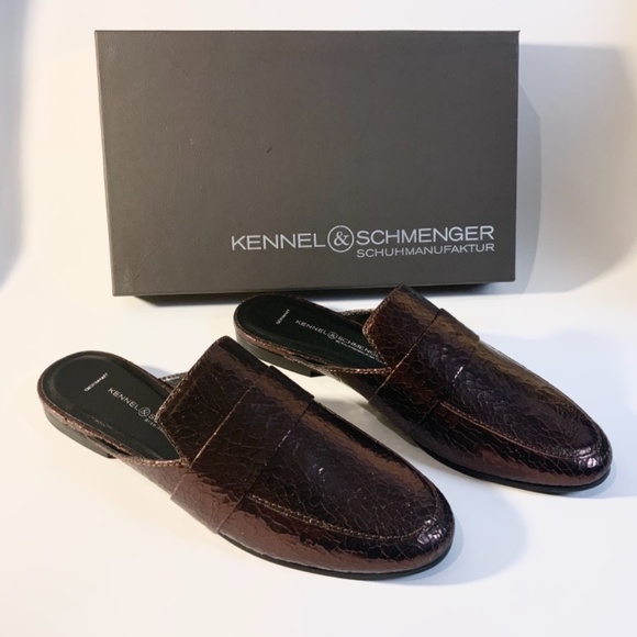 Kennel & Schmenger Tara Metallic Leather Flat Mule Slip-On Loafers Luxury Shoes - Picture 9 of 13